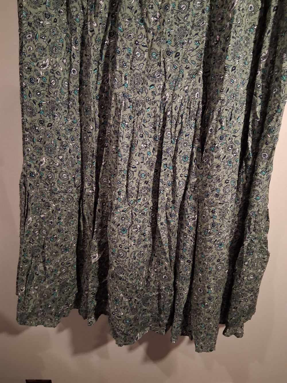 NWT The Loft Bohemian Cottagecore Green Floral Tiered Maxi Skirt Sz L - Picture 8 of 8